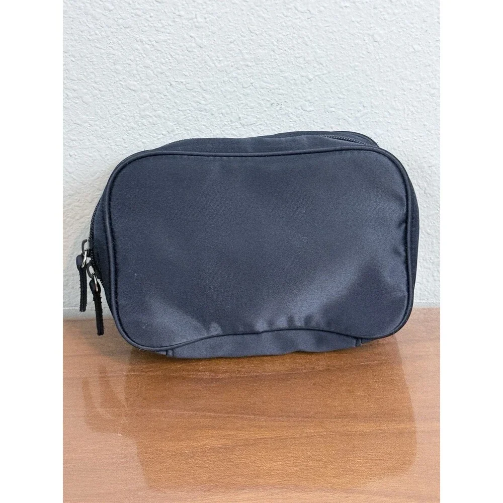 Prada Navy Blue Satin Pouch Cosmetic Bag Authentic Preowned
